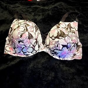 Torrid Curve XO Plunge Push-Up Bra Butterfly Windows Black